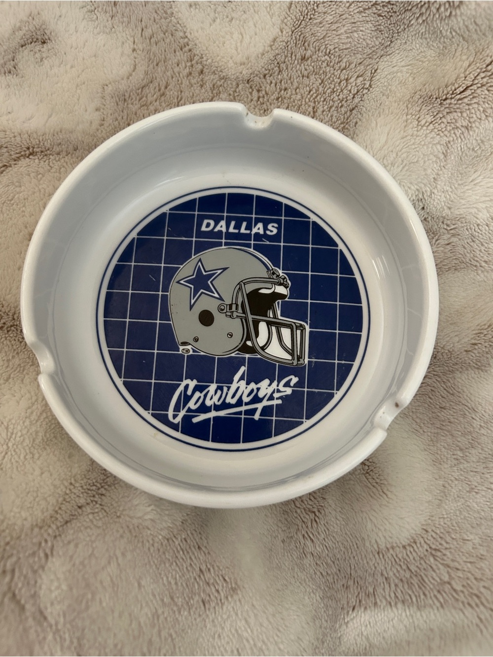 Vintage Dallas Cowboys White Ceramic Ashtray